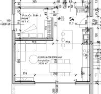 ☀Ciovo/Trogir(HR)-moderné byty v novostavbe s výhľadom na more☀ - Pôdorys rekreačného apartmánu s dvoma spálňami, kúpeľňou a balkónom.