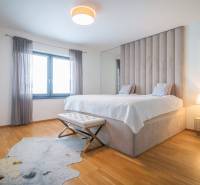 Výhodná cena: Rodinný dom v tichej lokalite v obci Spišské Bystré - Spálňa v rodinnom dome s posteľou, podlahou s dreveným dekorom a kožušinovým kobercom.