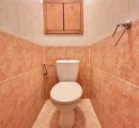 Predaj: Veľkometrážny 3+1 byt v Turzovke - Toaleta s dlaždicami a drevenou skrinkou v 3-izbovom byte.