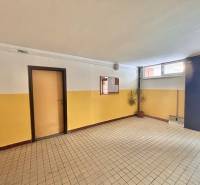 Predaj: Veľkometrážny 3+1 byt v Turzovke - Chodba v budove 3-izbového bytu s dlažbou, dverami a rastlinou v rohu.