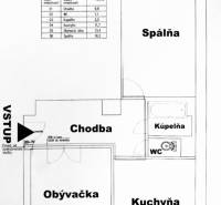 Na prenájom 2 izbový byt, 56 m2, Bratislava, Staré Mesto, Björnsonova - Pôdorys 2-izbového bytu: chodba, spálňa, obývačka, kuchyňa, kúpeľňa a WC.