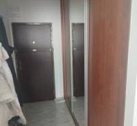 PRENÁJOM - zariadena garsónka v Dúbravke. PET FRIENDLY - Chodba s dlažbou a veľkým zrkadlom v garsónke.