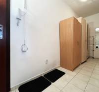 Exkluzívne | Na prenájom priestranný 1i byt Ružinove - Chodba v 1-izbovom byte s bielymi stenami, dlažbou a skriňami.