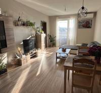 2iz byt v novostavbe Hlohovec Zľava!!! - Obývacia izba v 2-izbovom byte s podlahou s dreveným dekorom a pohodlným sedením.