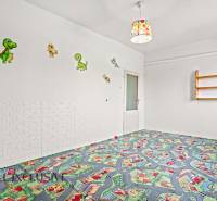 NA PREDAJ 6-IZBOVÝ RD S VEĽKÝM POZOMKOM, DOLNÝ ŠTÁL - Detská izba v rodinnom dome s farebným kobercom a obrázkami zvierat na stene.