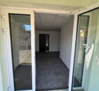 Prenájom obchod/kancelária NP nová kompletná rekonštrukcia, centrum PB - Vchod do obchodných priestorov s francúzskymi dverami na Moyzesovej ulici v Považskej Bystrici.