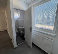 Prenájom obchod/kancelária NP nová kompletná rekonštrukcia, centrum PB - Interiér obchodných priestorov s toaletou a oknom s výhľadom.