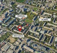 Zariadený 2-izbový byt, DVE NEPRIECHODNÉ IZBY, OC RETRO - Letecký pohľad na oblasť s MHD Pažítková, OC Retro a ďalšími miestnymi bodmi v Bratislave - Ružinove.
