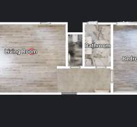 2 izb.BYT s POZEMKOM, PARKINGOM, Golf rezort Hrubá Borša - Pôdorys 2-izbového bytu s podlahou s dreveným dekorom a mramorovou kúpeľňou.