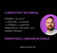 SLNEČNÝ A TICHÝ BYT S KRÁSNYM VÝHĽADOM - Ponuka 2-izbového bytu na Karpatskej v Banskej Bystrici s krásnym výhľadom.