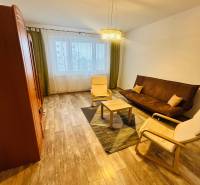 Prenajom 3 izb. bytu na Vajanskeho v NZ - Obývacia izba v 3-izbovom byte so sedačkou a podlahou s dreveným dekorom.