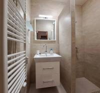 Pekný 2 izbový byt na Jadrovej ul. - Kúpeľňa v 2-izbovom byte s umývadlom, zrkadlom a sprchovým kútom.