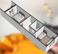 Mezonetový 3-izb. byt, Stará Ľubovňa, Popradská ulica - 3-izbový byt s podlahou s dreveným dekorom a balkónom.