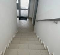 REZERVOVANÉ! Na predaj 2 izb. byt blízko centra, Chorvátsky Grob - Schodisko s dlažbou vedúce k preskleným dverám v 2-izbovom byte.