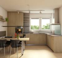 REZERVOVANÉ! Na predaj 2 izb. byt blízko centra, Chorvátsky Grob - Kuchyňa v 2-izbovom byte s podlahou s dreveným dekorom a jedálenským stolom.