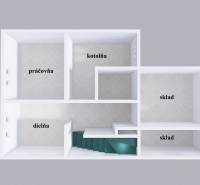 Nová ponuka - Rodinný dom v CENTRE MESTA Rajecké Teplice - Pôdorys rodinného domu s miestnosťami: práčovňa, kotolňa, dielňa, sklady, schodisko.