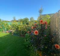 Moderný radový rodinný dom v Novej Dedinke, projekt “Lastovičky” - Kvetinová záhrada pri Rodinnom dome na Radovej ulici v Novej Dedinke, lemovaná plotom.