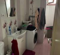 Moderný zariadený rodinný dom na prenájom 120m2 s terasou Košice Barca - Kúpeľňa v rodinnom dome so sanitou, práčkou a kvetinovým obkladom.