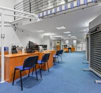 Kancelárie-Showroom 357 m², Zadunajská cesta, Petržalka, BA - Interiér obchodných priestorov s modrým kobercom a drevenými stolmi.
