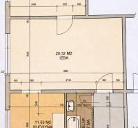PREDAJ 2 izbový moderne zrekonštruovaný byt s klimatizáciou, CENTRUM - Pôdorys 2-izbového bytu s kuchyňou, kúpeľňou a chodbou v Nitre.