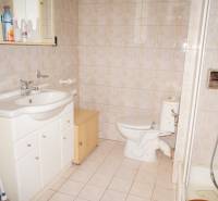 Veľký 1-izb. byt v tehlovom dome, Miletičova ul., Ružinov  - Kúpeľňa v 1-izbovom byte s umývadlom, toaletou a sprchovacím kútom.