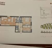 Novostavba 3-izb. bytu s parkovacím státím, ul.Hany Ponickej, Lamač - Pôdorys 3-izbového bytu, zobrazujúci dispozíciu miestností vrátane loggie a kuchyne.