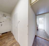 Priestranný 3 izbový byt s dvomi balkónmi, BA III. Kramáre, Stromová - Chodba s bielymi stenami a podlahou s dreveným dekorom v 3-izbovom byte.