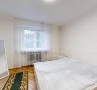 Priestranný 3 izbový byt s dvomi balkónmi, BA III. Kramáre, Stromová - Spálňa v 3-izbovom byte s posteľou, podlahou s dreveným dekorom a voľne stojacim zrkadlom.