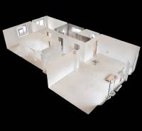 Krásny priestranný 4 izb. RD bungalov 114,25 m2 pozemok 536 m2, Senec - Pôdorys izieb v rodinnom dome s bielymi stenami a rozložením izieb.