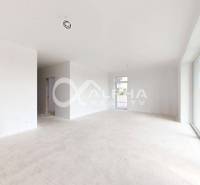 3i byty s balkónom, terasou, garážovým státím, Zelené údolie, Sp. Nová - Priestranný obývací priestor s bielymi stenami a veľkými oknami v 3-izbovom byte.