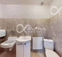 Prenájom obchodný, kancelársky priestor, centrum, Sp. N. Ves - Interiér s umývadlom a toaletou v obchodných priestoroch, s dlažbou na stenách.