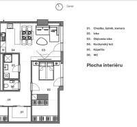 Na PREDAJ | 2 izb. ateliér | Prístavná ulica - Pôdorys 2-izbového bytu s chodbou, izbami, kuchynským kútom, kúpeľňou a WC. Plocha: 70,70 m².