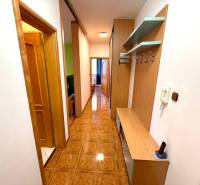 Na predaj – svetlý 2-izbový byt s loggiou a garážou | Bratislava - Chodba s vešiakovou stenou a dlažbou v 2-izbovom byte.