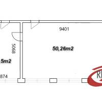 **BEZ PROVÍZIE**PRENÁJOM KANCELÁRSKYCH PRIESTOROV NA TRENČIANSKEJ UL.* - Pôdorys kancelárie s rozlohou 64,76 m² rozdelený na dve miestnosti.