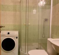 I prenájom Útulne zariadená garsónka s loggiou – Petržalka - Kúpeľňa s práčkou, sprchovým kútom a toaletou v garsónke.