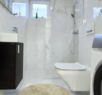 - KRÁTKODOBÝ PRENÁJOM - RODINNÝ DOM - 105 m2 - ROVINKA - Kúpeľňa v rodinnom dome s práčkou a sprchovým kútom, elegantné dlaždice.