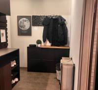 2-izbový byt v Pezinku s vlastným parkovaním - REZERVOVANÉ - Predsieň v 2-izbovom byte s praktickým nábytkom a dekoráciou mesiaca na stene.