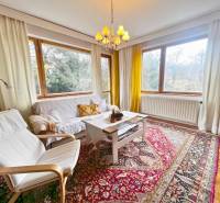 Predaj rekreačná chata s pozemkom, garážou a saunou Modra, Harmónia - Svetlá obývacia izba s podlahou s dreveným dekorom, koberec, biely nábytok, veľké okná.