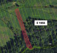 Malachov – 1.140 m2 POZEMKY v pozemkových úpravách - Mapa poľnohospodárskych a lesných pozemkov v Malachove s vyznačenou parcelou.