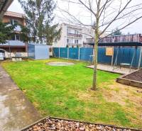 Na prenájom veľký 4-izbový byt s balkónom, garážou a záhradou, Kolta – - Záhrada pri 4-izbovom byte v Kolte, so zeleňou, chodníkom a hojdačkou.