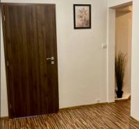 Prenájom 3 izbový byt, ulica Jána Poničana, BA IV. Devínska Nová Ves - Vstupná hala v 3-izbovom byte so vzorovanou podlahou s dreveným dekorom a jednoduchou výzdobou.