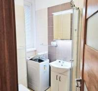 Prenájom, Garsónka, M.R.Štefánika, Centrum, Žilina - Kúpeľňa v garsónke s práčkou, sprchovacím kútom a umývadlom.