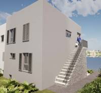 NA PREDAJ rozostavaný dom / 303 m²/na ostrove ČIOVO - Exteriér rekreačného apartmánu v Čiove s výhľadom na more a okolitú krajinu.