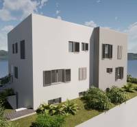 NA PREDAJ rozostavaný dom / 303 m²/na ostrove ČIOVO - Rekreačný apartmán na Čiove pri mori s modernými oknami, obklopený prírodou a rastlinami.