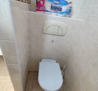 Na prenájom 2-izbový byt  Nové Zámky - Záchodová miestnosť v 2-izbovom byte s obkladmi a toaletným papierom na poličke.