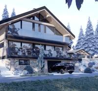 Stavebný pozemok s panoramatickým výhľadom Mýto Nízke Tatry - Drevená chalupa s presklenou terasou v zimnej krajine v Mýte pod Ďumbierom.