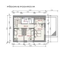 Novostavba - rodinný dom vo Višňovom pri Žiline - Pôdorys podkrovia rodinného domu s rozvrhnutím miestností a rozmermi.