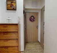 Vyššie už je nebo. 3izbový byt po kompletnej rekonštrukcii  - Chodba v 3-izbovom byte s komodou, podlahou s dreveným dekorom a ozdobnou dekoráciou na dverách.