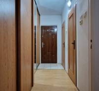 AstonReal:  predaj 2-izbový byt 54 m2, Poprad - Západ, Komenského - Chodba v 2-izbovom byte s podlahou s dreveným dekorom a vstavanou skriňou.