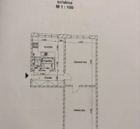 AstonReal:  predaj 2-izbový byt 54 m2, Poprad - Západ, Komenského - Pôdorys 2-izbového bytu s označením priestorov: kuchyňa, kúpeľňa, obývacia izba, chodba.